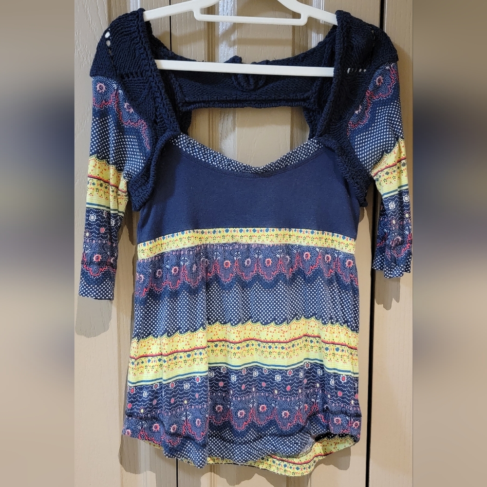 Free people boho top with crochet details